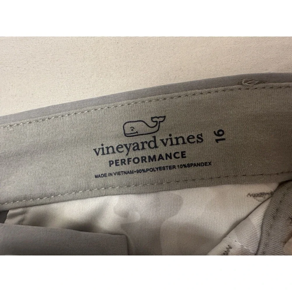 Vineyard Vines Pants Boys 16 Gray Chino Performance Straight Golf Uniform